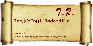 Tarjányi Radomér névjegykártya